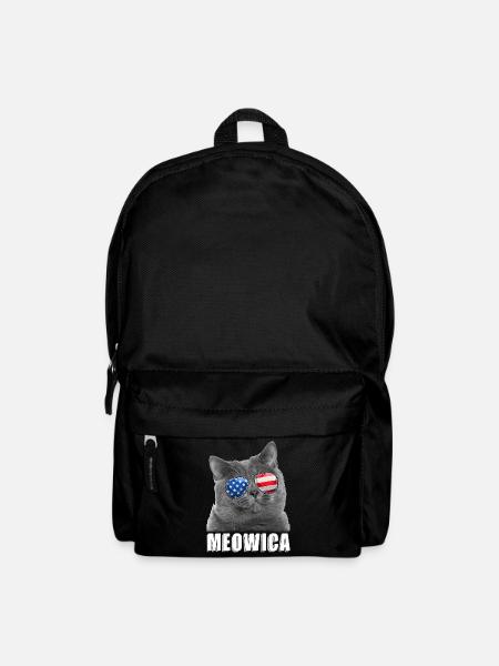 Cat 4th of July USA American Flag - Backpack - black