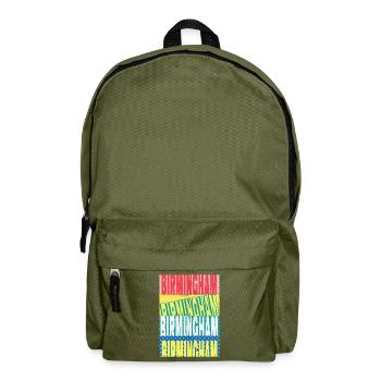 Birmingham England UK City Font Skyline Home - Backpack - olive green - Front