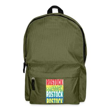 Rostock Deutschland Stadt Schrift Skyline - Rucksack - Olivgrün - Vorne