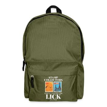 Stamp Collecting Collector Philatelist - Backpack - olive green - Front