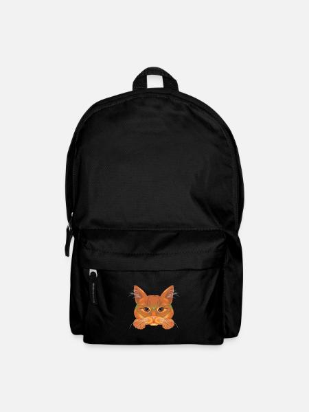 Smart ginger cat in green glasses - Backpack - black