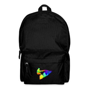 Jet Ski Speed Boat Rainbow Polygon Ships - Backpack - black - Front