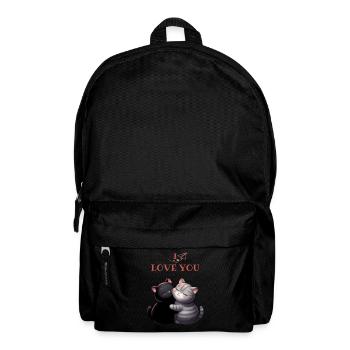 2 schwarze und graue Katzen Ich liebe dich - Rucksack - Schwarz - Vorne