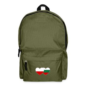 Poland Bulgaria Flag Heart - Backpack - olive green - Front