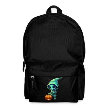 Halloween Alien with Pumpkin - Green Alien - Backpack - black - Front
