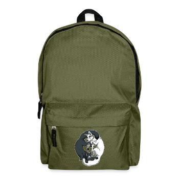 Yin Yang Foxes (weißer Rand) - Rucksack - Olivgrün - Vorne