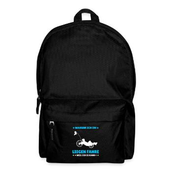 Herren Liegerad & Velomobil Sprüche Fahrrad - Rucksack - Schwarz - Vorne