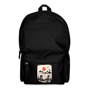 Japanische Rote Sonne: Fischer und Angler am See - Rucksack - Schwarz - Vorne