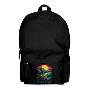 Komm nach Hause: Naturszene Sonne, Vögel und Berge - Rucksack - Schwarz - Vorne
