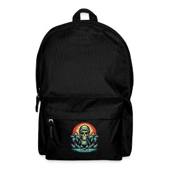 Skull and Funny Palm Trees Priaten Island - Backpack - black - Front