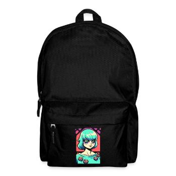 Cute Happy Sad Anime Girl - Backpack - black - Front