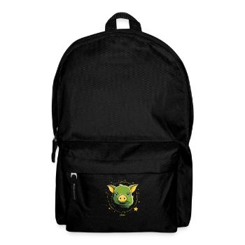 Cochon d'espace vert mignon - Sac à dos - noir - Devant