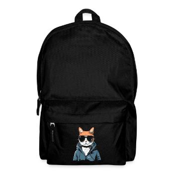 Super cool hoodie and cat sunglasses - Backpack - black - Front