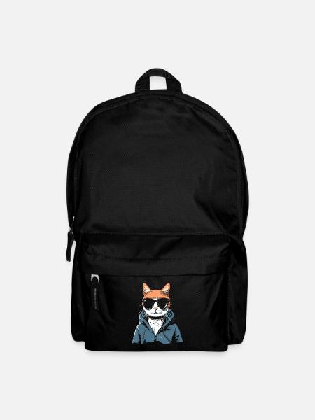 Sweat à capuche super cool et lunettes de soleil pour chat - Sac à dos - noir