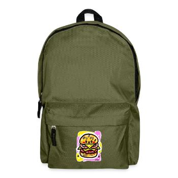 Happy Kawaii Burger - Backpack - olive green - Front