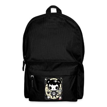 Crazy vintage cartoon girl cooking ramen - Backpack - black - Front