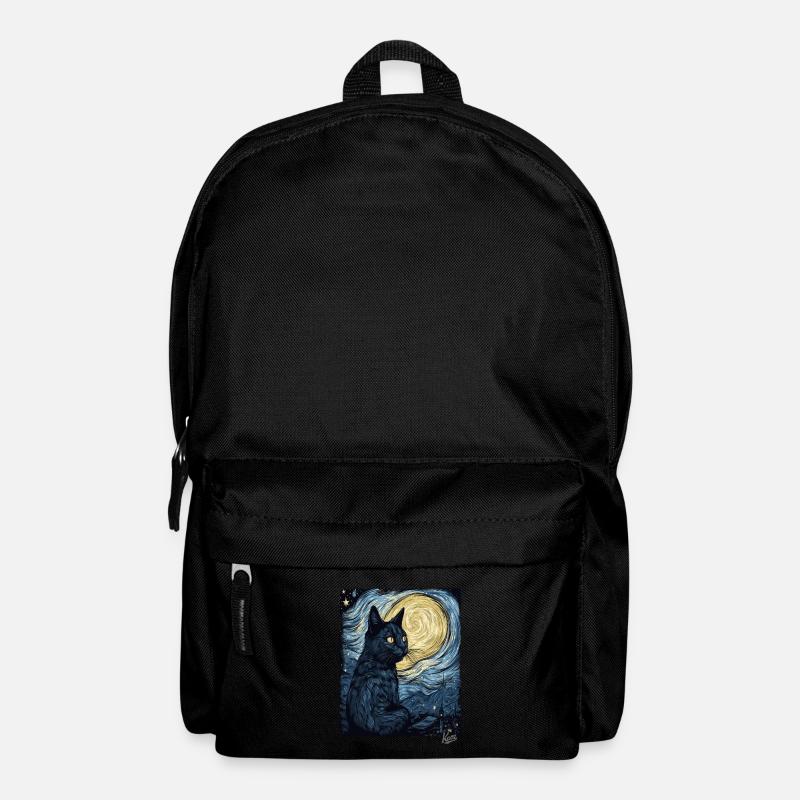 Nuit étoilée et chat noir - Sac à dos - noir
