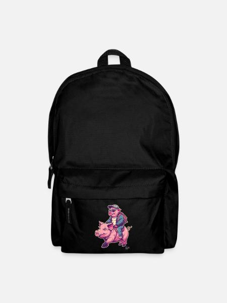 Ein Schwein reitet auf einem anderen Schwein - Rucksack - Schwarz