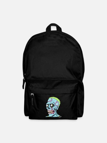 Crazy Stupid Zombie Punk Skull - Backpack - black