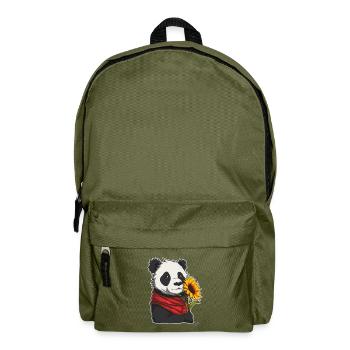 Super friendly, cute panda with sunflower - Backpack - olive green - Front