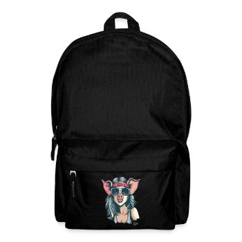 80s punk hippie girl as a cute piggy - Backpack - black - Front
