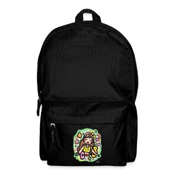Glückliches Cartoon-Mädchen mit Herzen und Sternen - Rucksack - Schwarz - Vorne