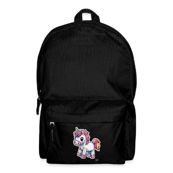 Funny and cute pixel unicorn rainbow - Backpack - black - Front