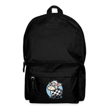 Plaid pattern with cute cartoon sheep - Backpack - black - Front
