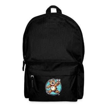 Laufender Bär mit Zwinkern und Peace-Zeichen - Rucksack - Schwarz - Vorne