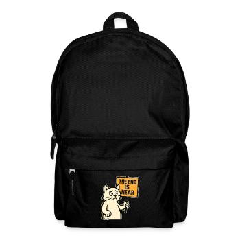 Sad cat with "The end is near" - Backpack - black - Front