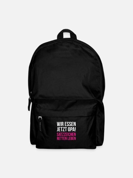 Wir essen jetzt Opa - Satzzeichen retten Leben - Rucksack - Schwarz