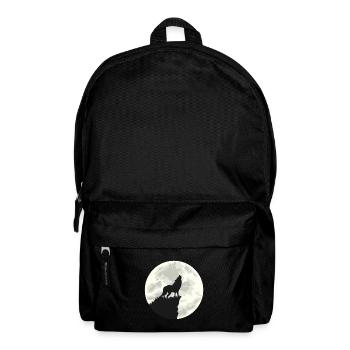 Heulen mit Wölfen / Wolf vor Mond - Rucksack - Schwarz - Vorne