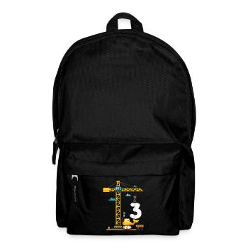 Kinder 3. Geburtstag Jungs mit Kran und Bagger, - Rucksack - Schwarz - Vorne