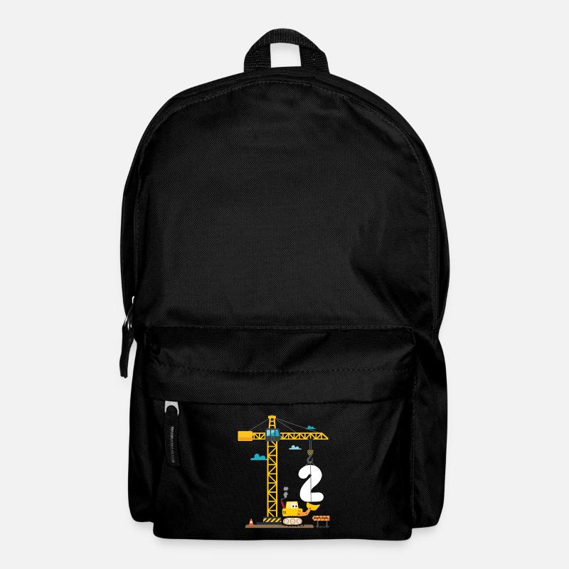 Kinder 2. Geburtstag Jungs mit Kran und Bagger, - Rucksack - Schwarz