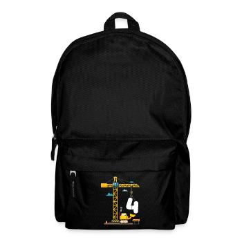 Kinder 4. Geburtstag Jungs mit Kran und Bagger, - Rucksack - Schwarz - Vorne