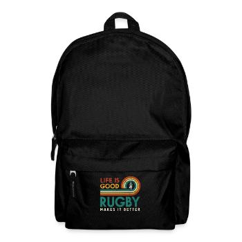 Life is good. Rugby makes it better - Backpack - black - Front