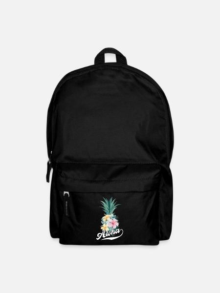 Aloha pineapple flower design For beach lovers - Backpack - black