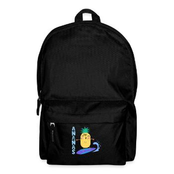 pineapple riding waves on a surfboard, - Backpack - black - Front