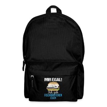 Mir Egal! Fischbrötchen als Lösung Geschenk - Rucksack - Schwarz - Vorne