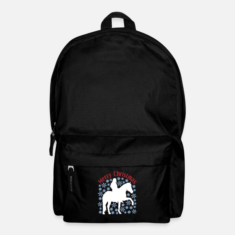 Weihnachtliches Mädchen-Pferd-Schnee Motiv - Rucksack - Schwarz