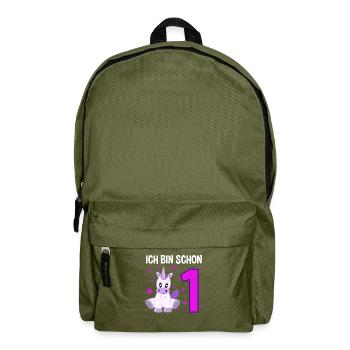 Einhorn Wunderland 1. Geburtstag - Rucksack - Olivgrün - Vorne