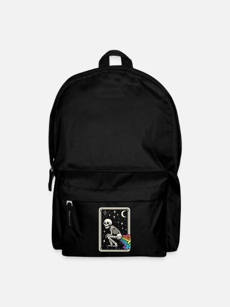 Tarot Card Skeleton Farting Rainbows LGBT - Backpack - black