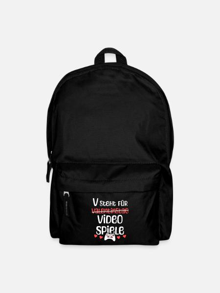 V steht Valentinstag Videospiele Gamer Humor - Rucksack - Schwarz
