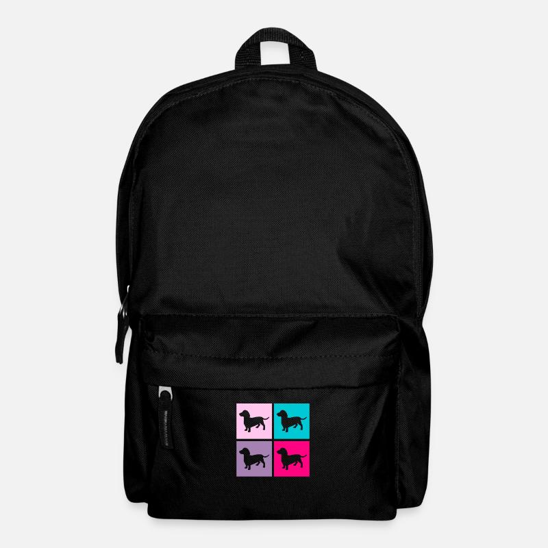 Dackel Retro Hunde Hundeliebhaber Rosa Geschenk - Rucksack - Schwarz