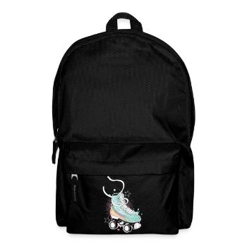 Patin à roulettes en couleurs rétro avec des graffitis et des étoiles - Sac à dos - noir - Devant