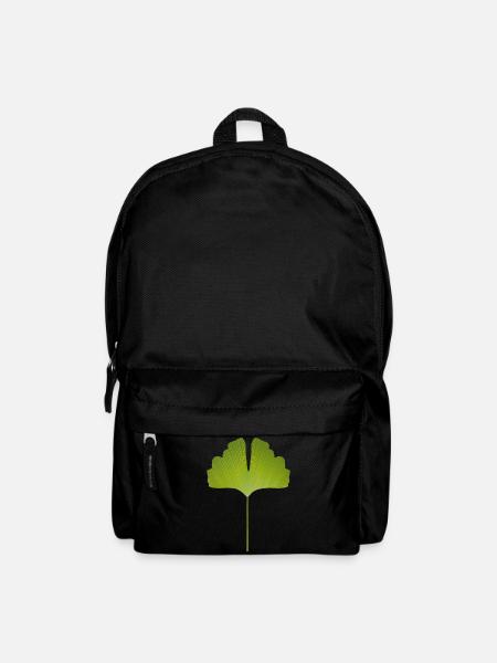 feuille de ginkgo vert juteux avec des lignes lumineuses - Sac à dos - noir