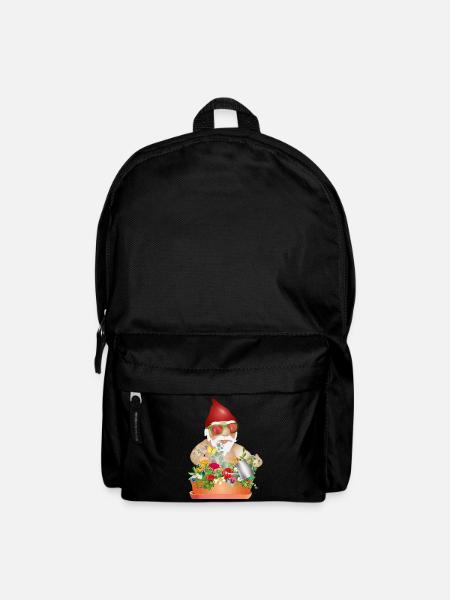 cooler Gartenzwerg macht Urlaub auf Balkonien - Rucksack - Schwarz