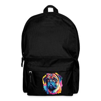 Ein Hundeporträt der Mopsrasse Pop Art - Rucksack - Schwarz - Vorne
