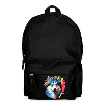 Portrait d'un chien de la race Husky style pop art - Sac à dos - noir - Devant