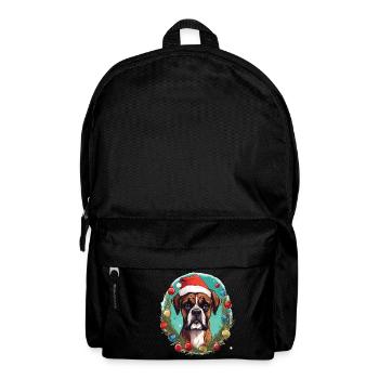 Ein Hund der Rasse Boxer in weihnachtlicher Atmosphäre - Rucksack - Schwarz - Vorne